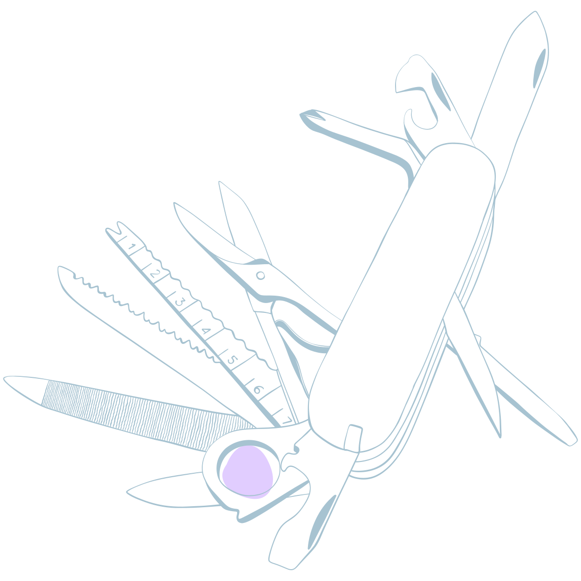 A Swiss-army knife, a symbol of a multi-purpose tool