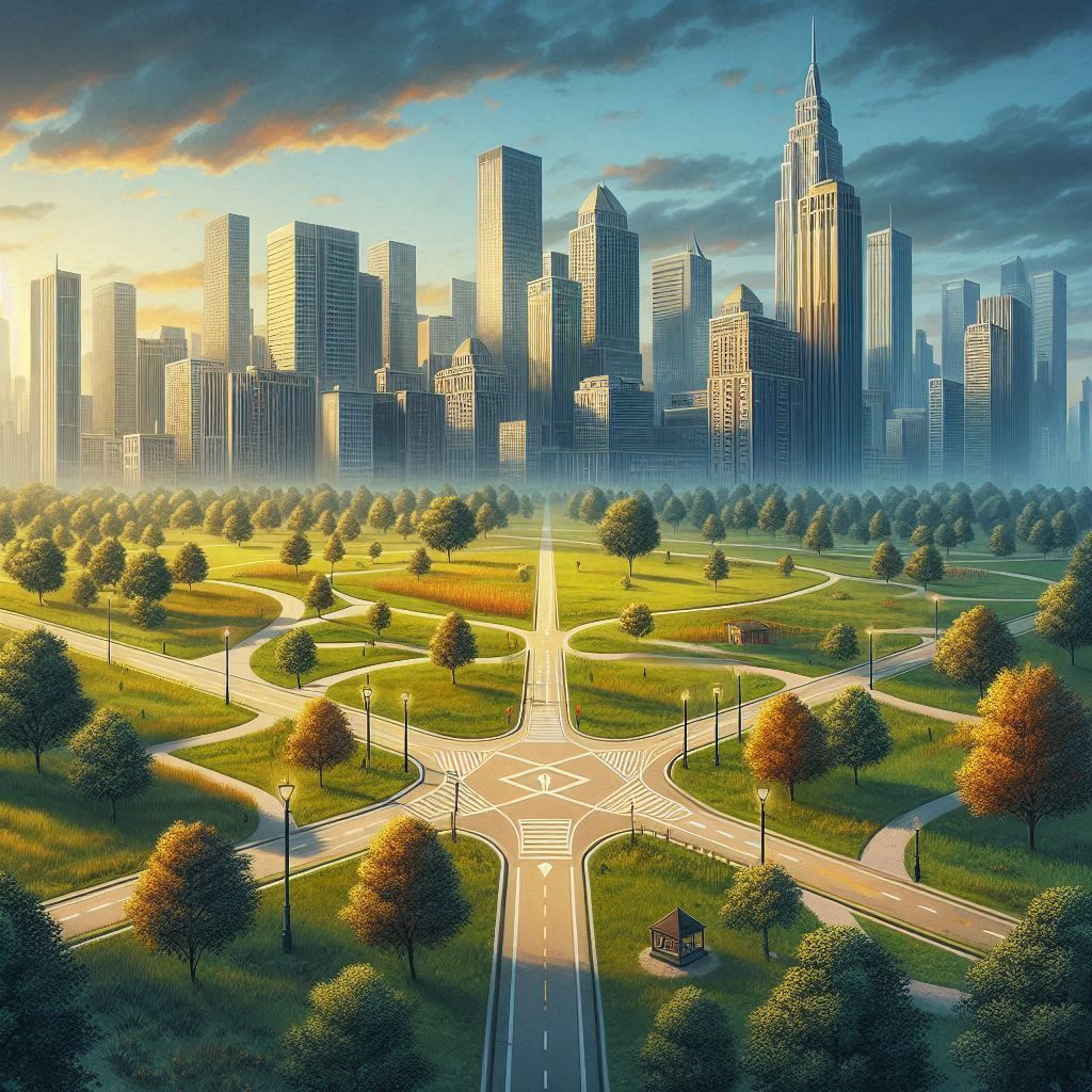 Alternative paths through an urban park